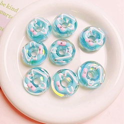 Sky Blue Transparent Plastic Beads, Donut, Sky Blue, 30x12mm, Hole: 3mm