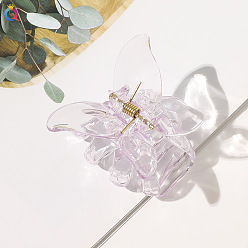 A193 Transparent Butterfly Claw Clip - 2# Violet Butterfly-shaped Hair Claw for Girls, Elegant Bun Maker with Beads and Rhinestones