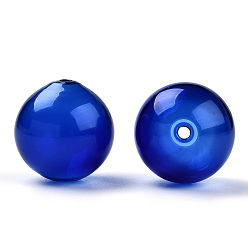 Blue Handmade Blown Glass Beads, Round, Blue, 20x20mm, Hole: 1.7~2mm