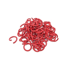 Red Baking Painted Iron Open Jump Rings, Round Ring, Red, 10x1.4mm