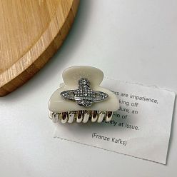 2# planet white Роскошная женская заколка для волос Saturn со стразами, стильная заколка-акула и заколка-планета