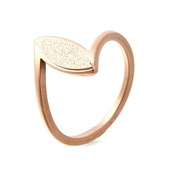 Розовое Золото Текстурированный конский глаз 304 перстень из нержавеющей стали для женщин, ионное покрытие (ip), розовое золото , внутренний диаметр: 17 мм