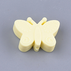 Champagne Yellow Food Grade Eco-Friendly Silicone Focal Beads, Chewing Beads For Teethers, DIY Nursing Necklaces Making, Butterfly, Champagne Yellow, 20.5x30x11mm, Hole: 2mm