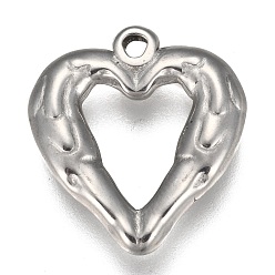 Stainless Steel Color 304 Stainless Steel Open Pendants, Heart with Wing, Stainless Steel Color, 22x20.5x3.5mm, Hole: 1.8mm
