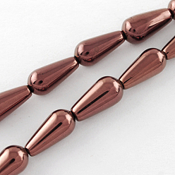 Copper Plated Non-magnetic Synthetic Hematite Beads Strands, Grade A, teardrop, Copper Plated, 12x6x6mm, Hole: 1mm