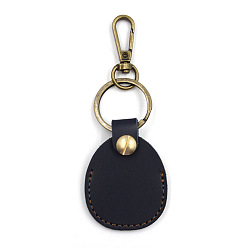 Black PU Imitation Leather Keychains, with Metal Finding, Black, 11.5cm
