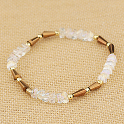BC405-8 Unique Crystal and Gold Beaded Bracelet for Women - Elegant Handmade Jewelry