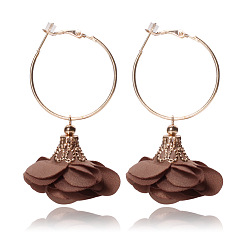 HY-6980-1 j Retro Ethnic Style Rose Pendant Earrings with Large Circle - HY-6980-1