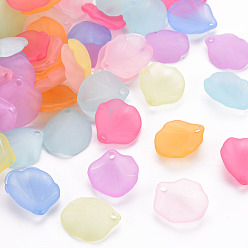 Mixed Color Transparent Frosted Acrylic Pendants, Petaline, Mixed Color, 16x14.5x3mm, Hole: 1.6mm
