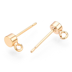 Настоящее золото 18K Изделия из латуни, с вертикальными петлями, плоско-круглые, реальный 18 k позолоченный, 7.5x4 мм, отверстие : 1.5 мм, штифты : 12x0.8 мм