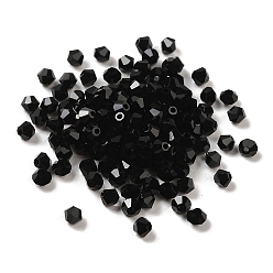 Black Transparent Glass Beads, Faceted, Bicone, Black, 3.5x3.5x3mm, Hole: 0.8mm, 720pcs/bag. 