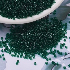 (DB0713) Transparent Dark Emerald MIYUKI Delica Beads, Cylinder, Japanese Seed Beads, 11/0, (DB0713) Transparent Dark Emerald, 1.3x1.6mm, Hole: 0.8mm, about 2000pcs/bottle, 10g/bottle