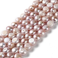Lavender Blush Natural Cultured Freshwater Pearl Beads Strands, Two Sides Polished, Grade 4A, Lavender Blush, 9.5~11x6.5~8mm, Hole: 0.7mm, about 37pcs/strand, 14.02''~14.09''(35.6~35.8cm)