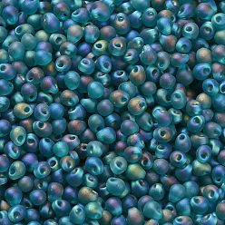 (DP2405FR) Matte Transparent Teal AB Миюки 3.4мм капельные бусины, японский бисер, матовые прозрачные цвета ab, (dp2405fr) матовый прозрачный бирюзовый ab, 3.4x3 мм, отверстие : 0.65 мм, Около 900 шт / 50 г