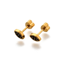 Реактивный Самолет Ионное покрытие (ip) 304 серьги-гвоздики из нержавеющей стали, со стразами, реальный 14 k позолоченный, лошадиный глаз , струя, 3.5x5.5 мм