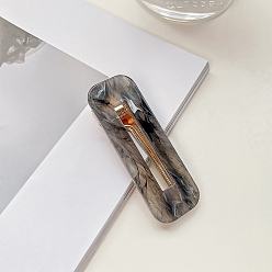 Черный Заколки для волос из акрила прямоугольные из кожи аллигатора, аксессуары для волос для женщин и девочек, чёрные, 65x23 мм