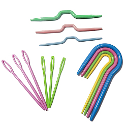 Mixed Color 13Pcs ABS Plastic Knitting Sewing Needles, Curved Crochet & U-shaped Large Eye Needle DIY for Manual Scarf Sweater Twist Weaving Tool, Mixed Color