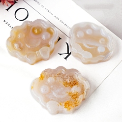 Cherry Blossom Agate Cloud Natural Cherry Blossom Agate Rose Figurines, for Home Office Desktop Decoration, 40~50x50~60mm