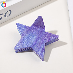 Pentagram Claw Clip - Acrylic Starry Sky Style Pince à cheveux minimaliste en acrylique avec couleur unie et design en forme de requin