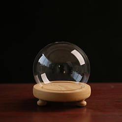 Прозрачный Купол из высокопрочного боросиликатного стекла, декоративная витрина, террариум в форме колокольчика на деревянных ножках, прозрачные, 100 мм