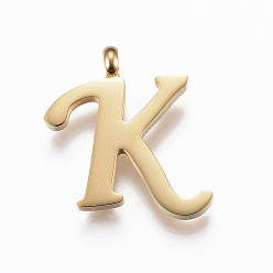 Letter K 304 Stainless Steel Pendants, Initial Letter, Letter.K, Golden, 16.5x14.5x2mm, Hole: 2mm