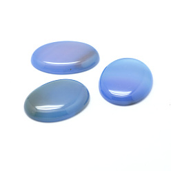 Natural Agate Dyed Oval Natural Blue Agate Cabochons, 25x18x6mm