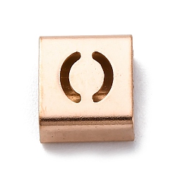 Letter O Ионное покрытие (ip) 304 квадратные подвески-слайдеры из нержавеющей стали, розовое золото , Письмо O, 9x8x4 мм, отверстие : 3.5x8.5 мм