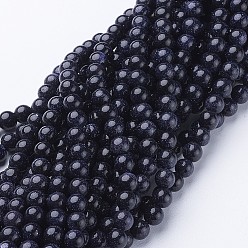 Blue Goldstone Synthetic Blue Goldstone Beads Strands, Round, 6mm, Hole: 0.8mm, about 65pcs/strand, 14~15 inch