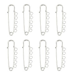 Платина Железные выводы безопасности броши, контакты килт, платина, 50x16.5x4.5 мм, отверстие : 3.5 мм