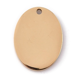 Golden Vacuum Plating 304 Stainless Steel Pendants, Stamping Blank Tag, Laser Cut, Oval, Golden, 20x15x1.5mm, Hole: 1.4mm