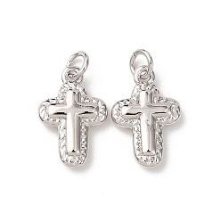 Платина Латунные подвески, крест прелести, без кадмия и без свинца, стойки покрытие, долговечный, с целью перехода в кольце, платина, 14x9x2.5 мм, отверстие : 2.3 мм