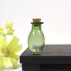 Lime Green Glass Bead Containers, Wishing Bottle with Cork, Lime Green, 1.5x2.7cm