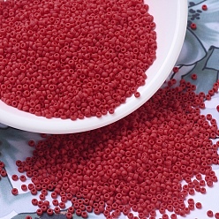 (RR407F) Матовый Непрозрачный Ярко-красный Миюки круглые бусины рокайль, японский бисер, 11/0, (rr 407 f) матовая непрозрачная красная киноварь, 11/0, 2x1.3 мм, отверстие : 0.8 мм, Около 1111 шт / 10 г