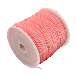 Светло-Коралловый Плетеной нейлоновой нити, китайский шнур для завязывания бисера шнур для изготовления ювелирных изделий из бисера, свет коралловый, 0.8 мм, около 100 ярдов / рулон