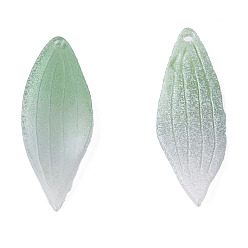 Medium Aquamarine Plastic Pendants, Leaf, Medium Aquamarine, 29x9x1.5mm, Hole: 1mm