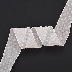 Misty Rose 20 Yards Polyester Mesh Ribbon, Pleated Polka Dot Ribbon for Wedding, Gift, Party Decoration, Misty Rose, 1-5/8 inch(42mm), about 20.00 Yards(18.29m)/Roll
