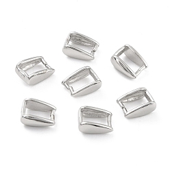 Platinum Rhodium Plated 925 Sterling Silver Ice Pick Pinch Bails, Rectangle, Platinum, 8x6x3mm, Inner Diameter: 4x6mm, Pin: 0.8mm