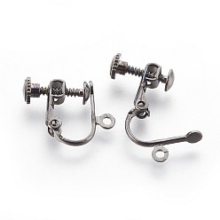 Gunmetal Racking Plated Brass Clip-on Earring Findings, with Loop, Gunmetal, 13x16x5mm, Hole: 1.5mm