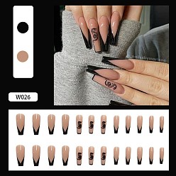 Black 24Pcs 12 Size Teardrop Plastic False Nail Tips, Full Cover Press On False Nails, Nail Art Detachable Manicure, for Practice Manicure Nail Art Decoration Accessories, Black, 27~32.5x7~13.5mm, 2Pcs/size