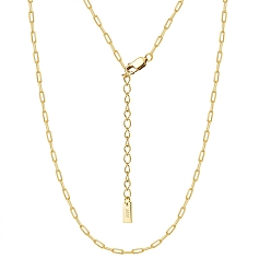 Real 14K Gold Plated 925 Sterling Silver Paperclip Chain Necklace, with S925 Stamp, Real 14K Gold Plated, 21.65 inch(55cm)