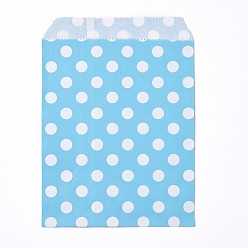 Deep Sky Blue Kraft Paper Bags, No Handles, Food Storage Bags, Polka Dot Pattern, Deep Sky Blue, 18x13cm