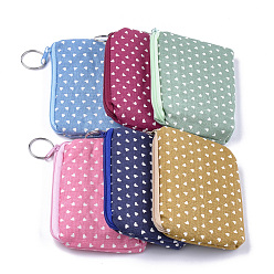 Mixed Color Cloth Clutch Bags, Change Purse, with Iron Ring, Heart Pattern, Mixed Color, 120~122x88~92x12~13mm