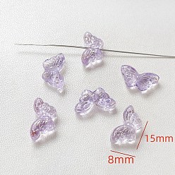 Thistle Gold Foil Handmade Lampwork Beads, Butterfly, Thistle, 15x8mm