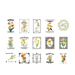 Yellow 30Pcs Flower Pattern PET Sticker, Self-Adhesive Decals for DIY Album Scrapbook, Diary Decoration, Yellow, 30~50mm