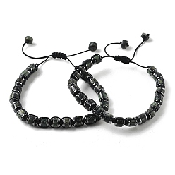 Яшма Риолит Регулируемые браслеты из плетеных бусин из натуральной риолитовой яшмы и немагнитного синтетического гематита, внутренний диаметр: 1-3/4~2-7/8 дюйм (4.5~7.3 см)