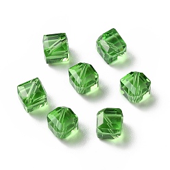Green Glass Imitation Austrian Crystal Beads, Faceted, Square, Green, 7x7x7mm, Hole: 1mm