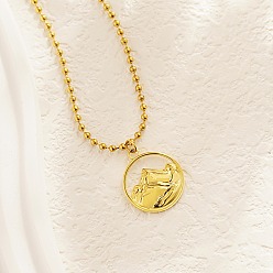 Golden Mountain 304 Stainless Steel Pendant Necklace with Cuban Link Chains, Golden, 23.62 inch(60cm)