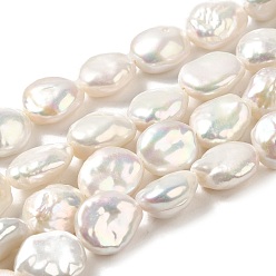 Old Lace Natural Baroque Pearl Keshi Pearl Beads Strands, Cultured Freshwater Pearl, Nuggets Button, Grade 3A+, Old Lace, 11.5~12x10~11x5.5~7mm, Hole: 0.7mm, about 32pcs/strand, 15.83~16.02''(40.2~40.7cm)