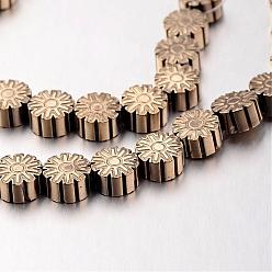 Antique Bronze Plated Electroplate Non-magnetic Synthetic Hematite Bead Strands, Snowflake, Antique Bronze Plated, 6x3mm, Hole: 1mm, about 62pcs/strand, 15.7 inch