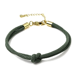 Dark Olive Green 3MM Round Nylon Braided Cord Bracelet Making, Knot, with Golden 202 Stainless Steel Lobster Clasp & Brass Finding, Dark Olive Green, 6.69x0.39 inch(17x1cm)